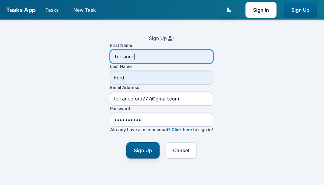 Full Stack React Tasks/Notes App